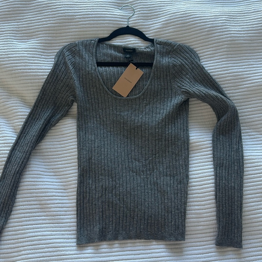 NWT Halogen grey dark heather ribbed